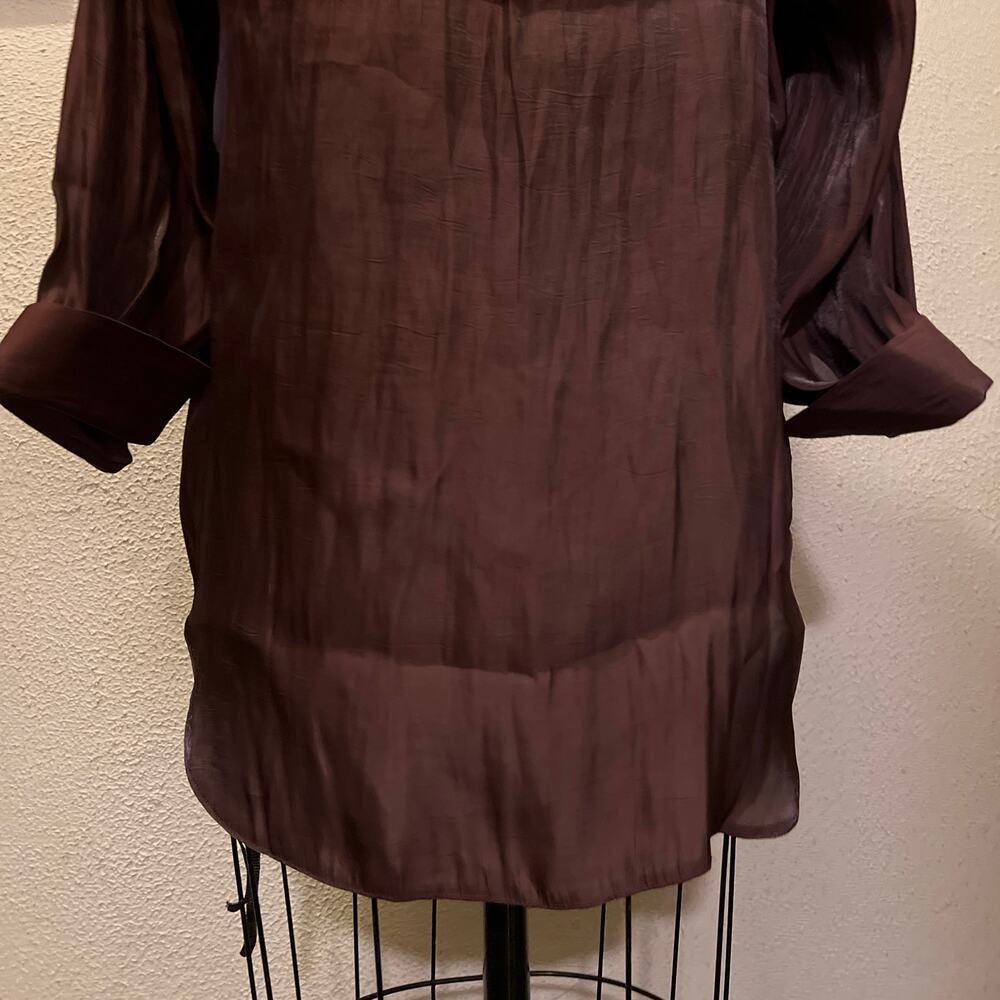 ASOS DESIGN Oversized Metallic Shirt Chocolate Size 4 - Picture 14 of 16